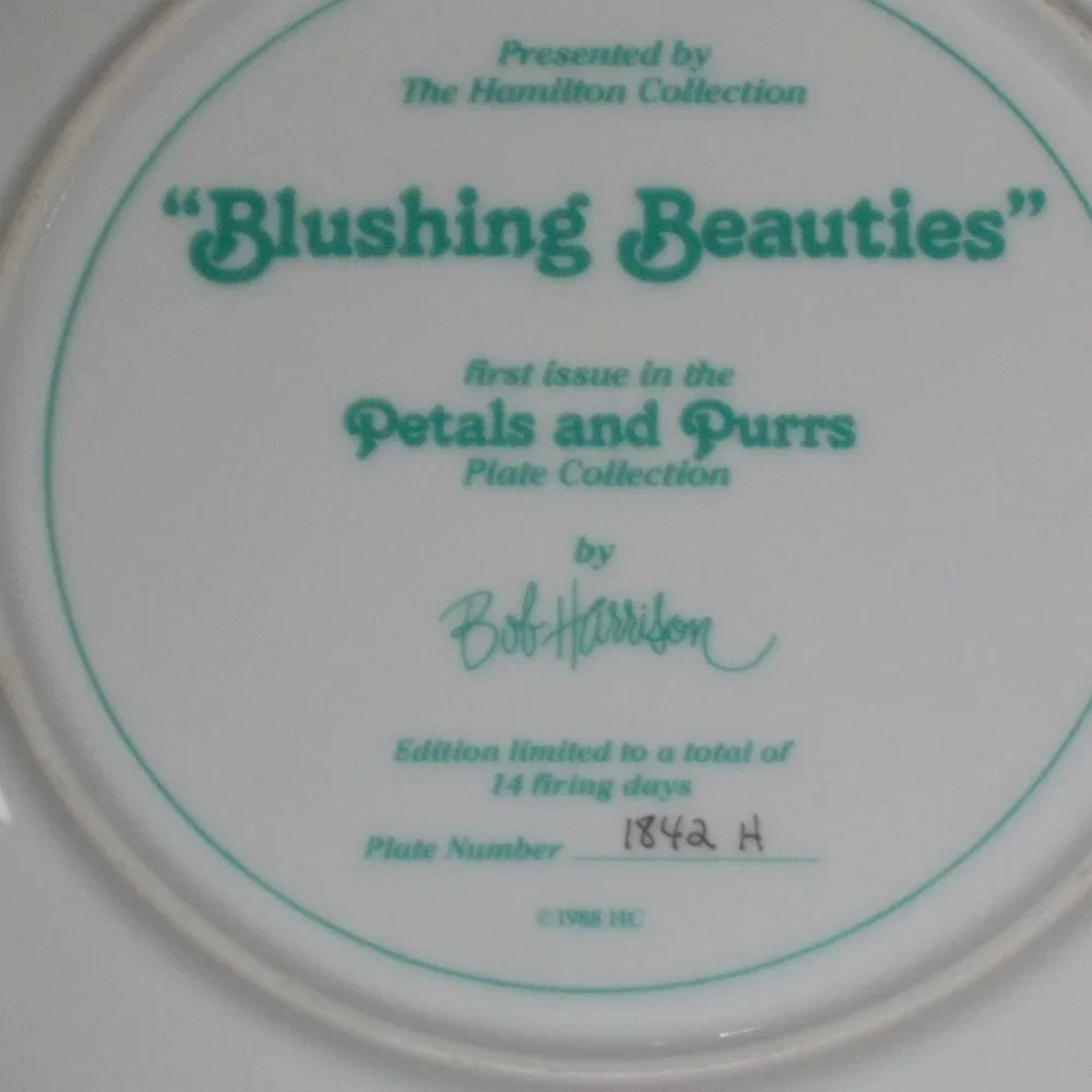 "Blushing Beauties" Petals and Purrs by Bob Harrison #1842 H, 1988 - Picture 5 of 5